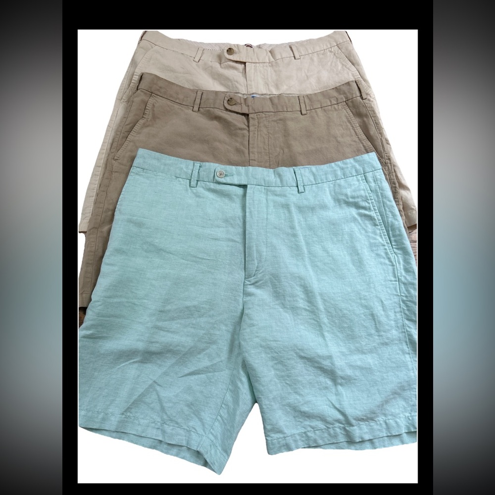 Peter Millar Seaside Silk Cotton Linen Mens Shorts Bundle Lot 38 Preppy Beach